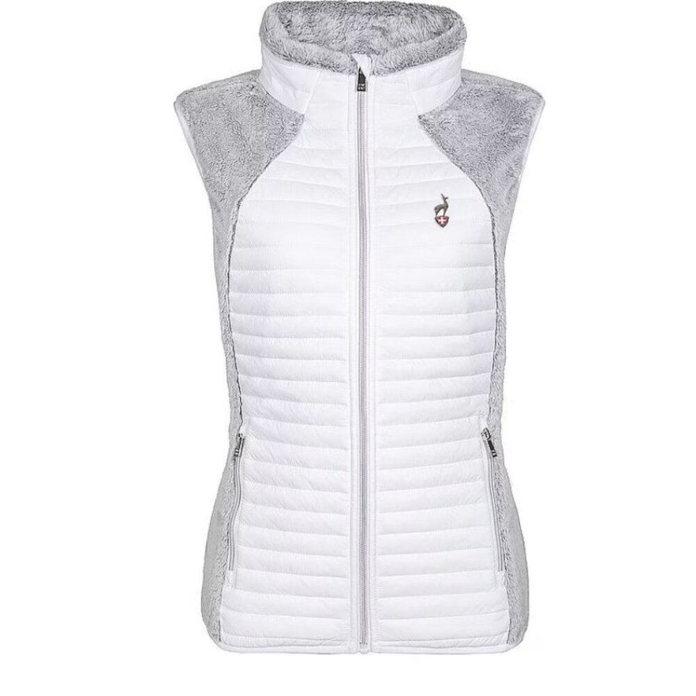NWT Aulp Unima Faux Fur Padded Two-Tone Vest White Gray S